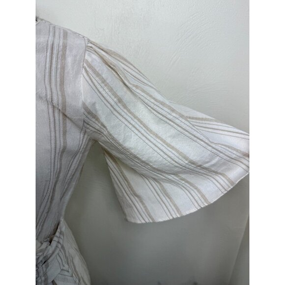 Zara Womens Cotton Blend Striped Cut Out Mini Dress Size Small Modern‎ Beachy - Picture 4 of 13